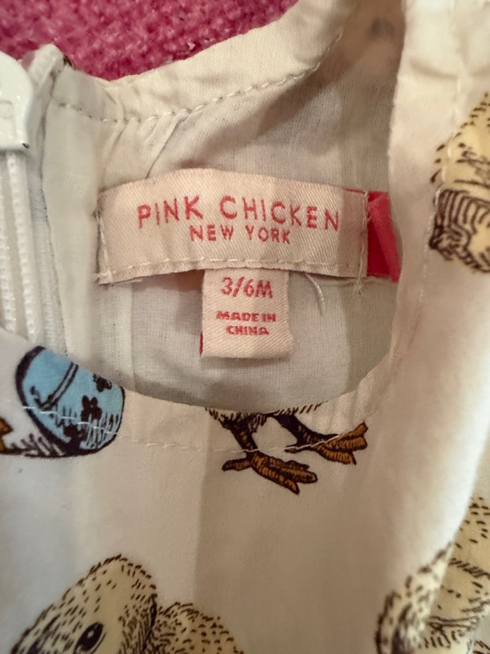Pink Chicken Baby Chick Print Ruffled Two-Piece Set - Cream - Picture 4 of 4